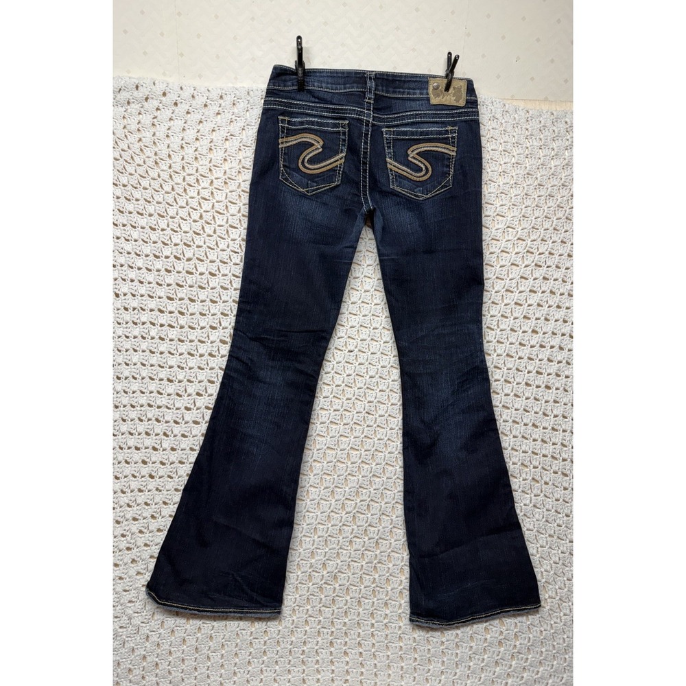 Silver Frances Women Jeans 28x33 Fits W30 L32 Blue Denim Flare Embroidered